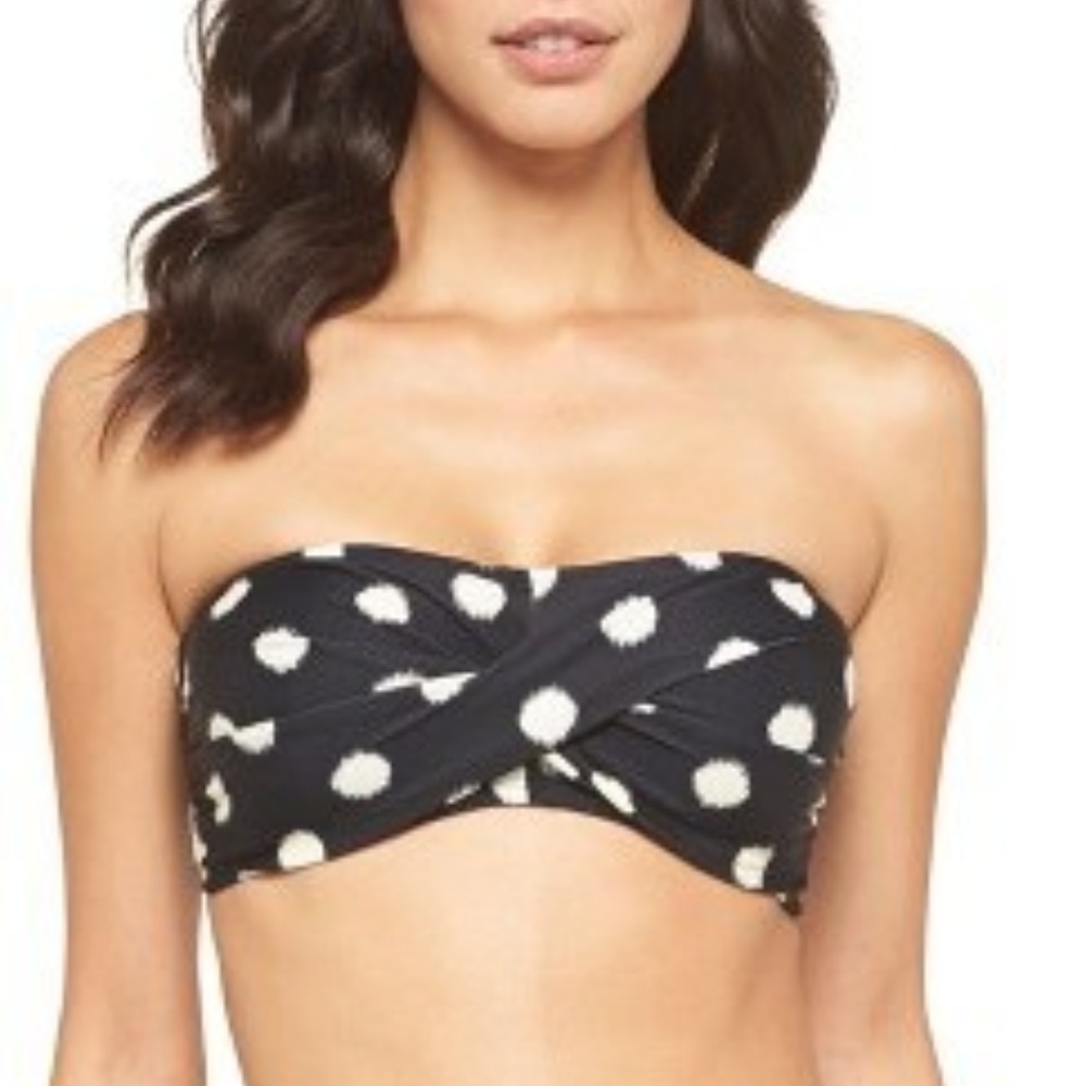 Women's Twisted Navy Polka Dot Bandeau